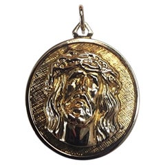 14k Yellow Gold Christ Head Pendant #25540