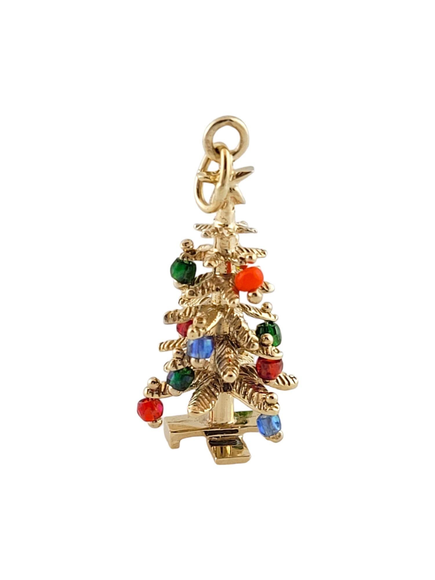 14k Yellow Gold Christmas Tree Charm In Good Condition In Washington Depot, CT