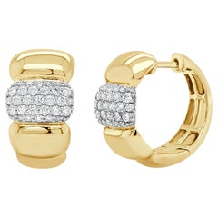 14K Yellow Gold Diamond Pave Hoop Earrings, 0.50 Carats, for Her