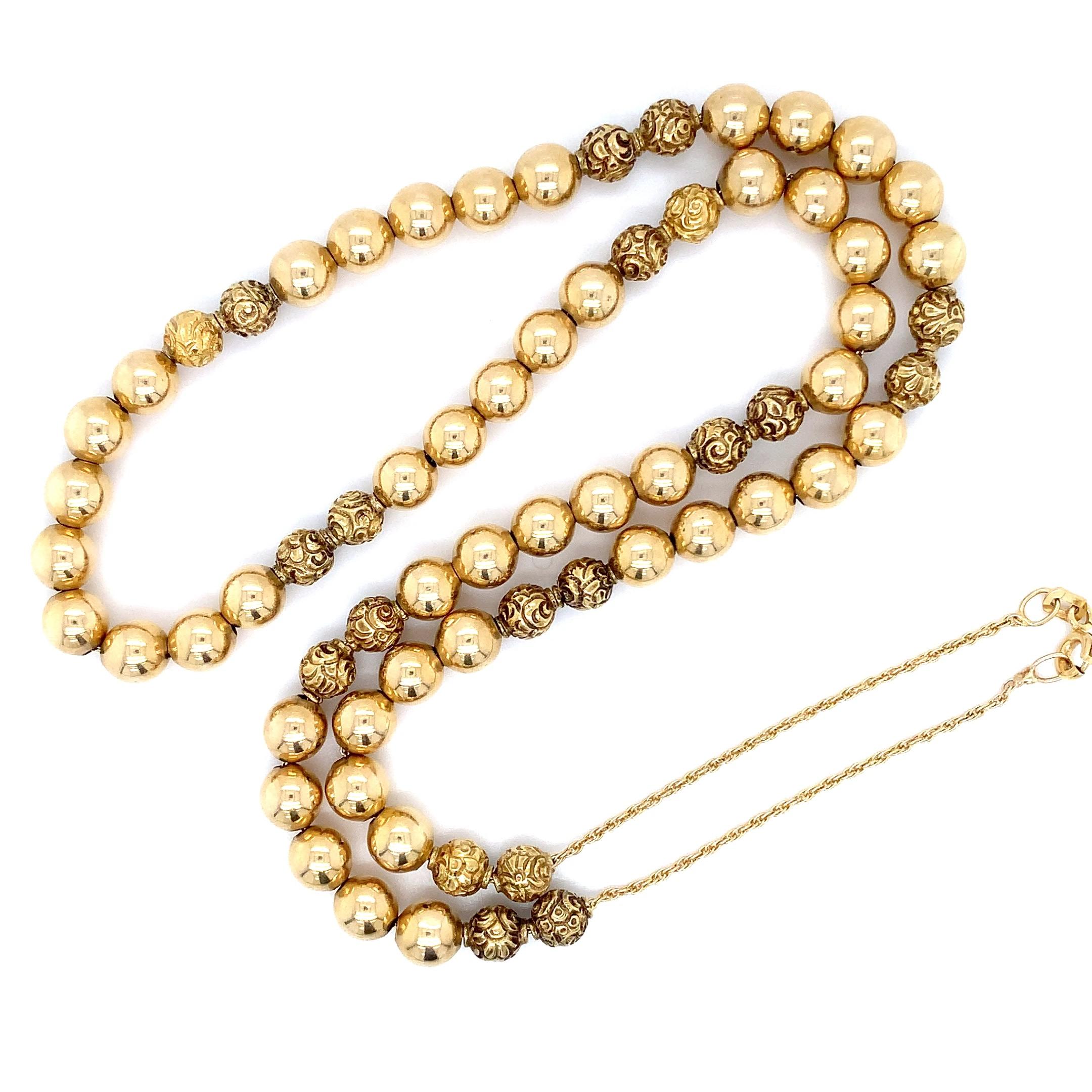 14K Yellow Gold Chunky Muslim Islamic Tasbih Misbaha Prayer Beads For Sale 1