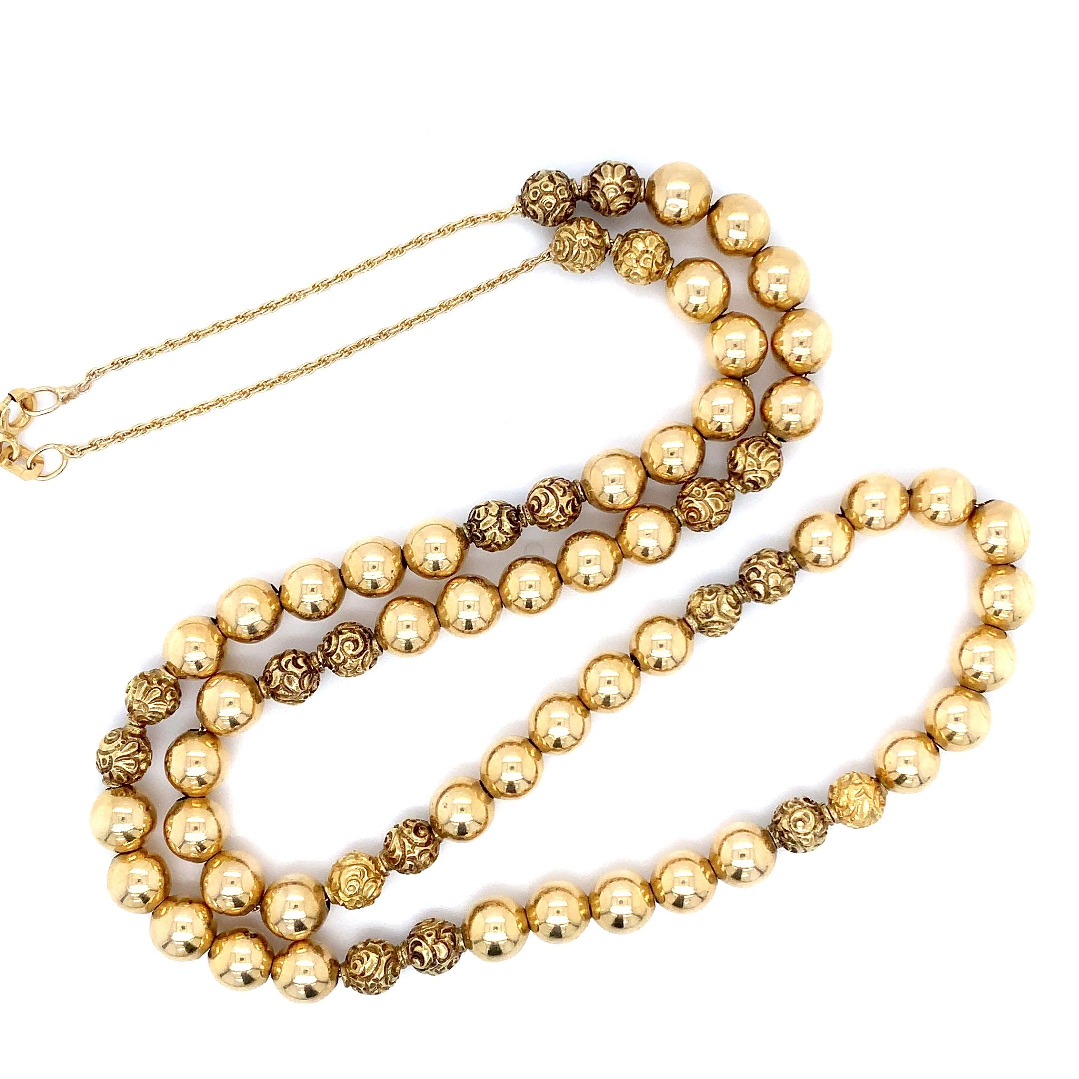 14K Yellow Gold Chunky Muslim Islamic Tasbih Misbaha Prayer Beads For Sale 2