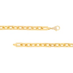 14K Yellow Gold Chunky Paper Clip Bracelet with Diamond Lock
