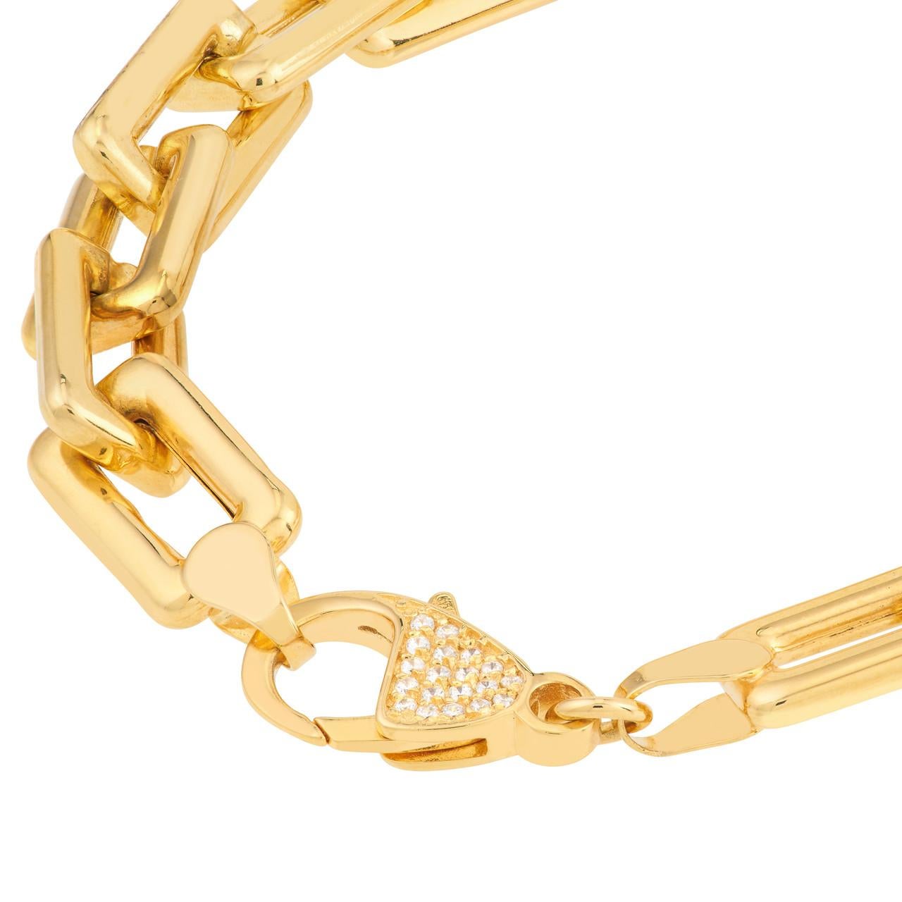 Bracelet de trombones en or jaune 14K avec fermoir en diamant Neuf - En vente à Cape May, NJ