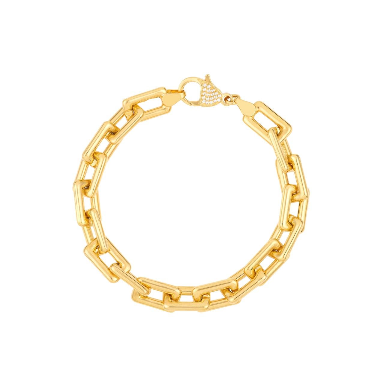 Bracelet de trombones en or jaune 14K avec fermoir en diamant en vente 1