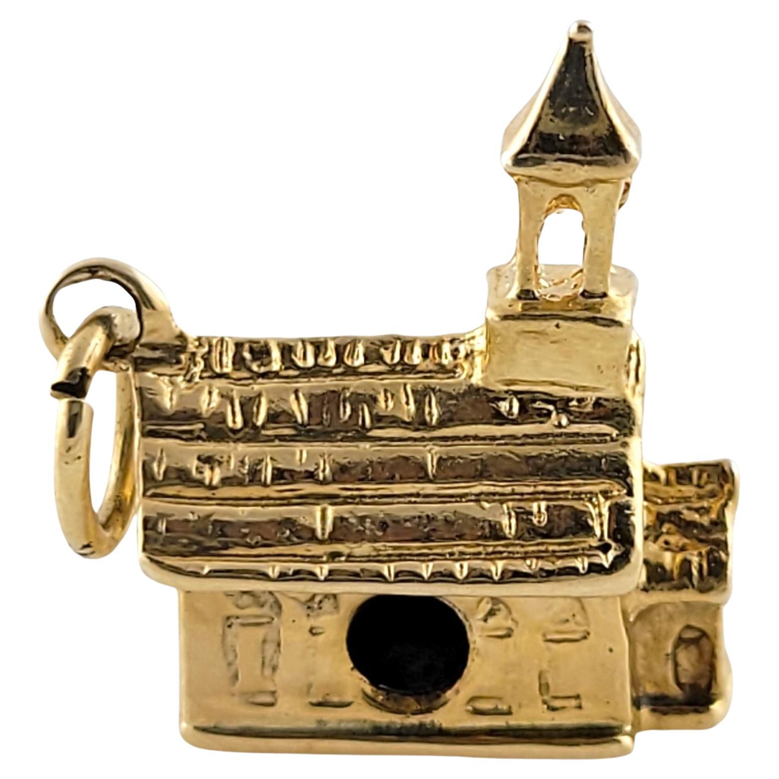 14k Yellow Gold Church Charm For Sale