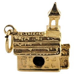 Vintage 14k Yellow Gold Church Charm