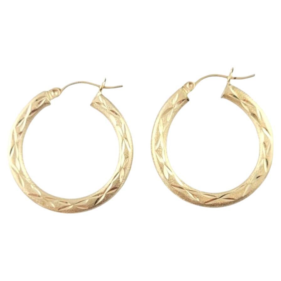 14K Yellow Gold Circle Detailed Hoop Earrings #16786