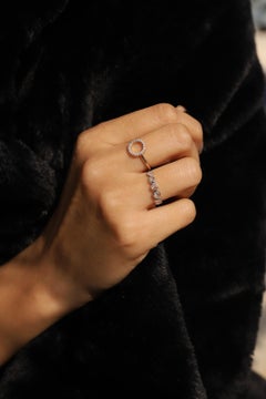 14K Yellow Gold Hollow Circle Diamond Karma Ring