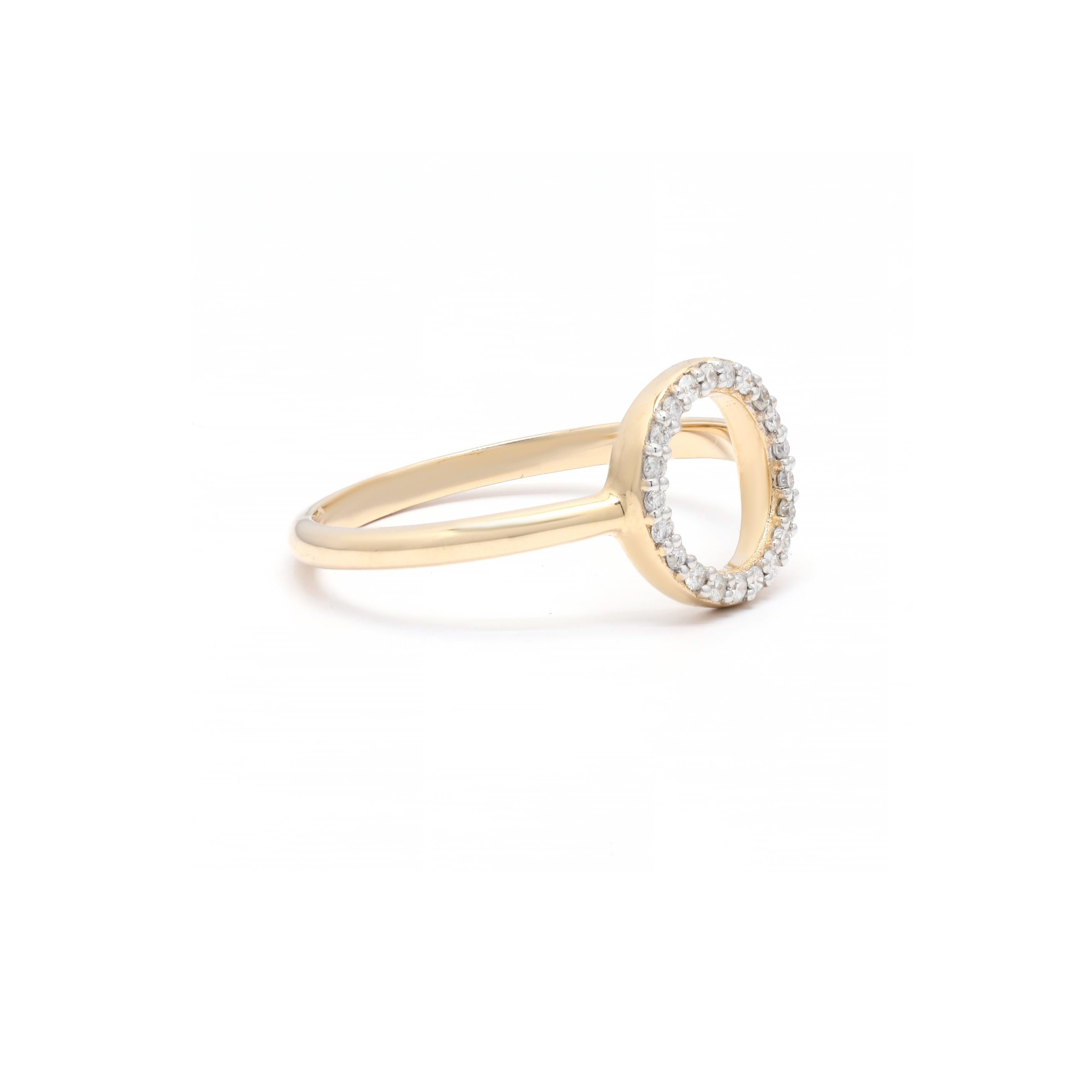 For Sale:  14K Yellow Gold Hollow Circle Diamond Karma Ring 5