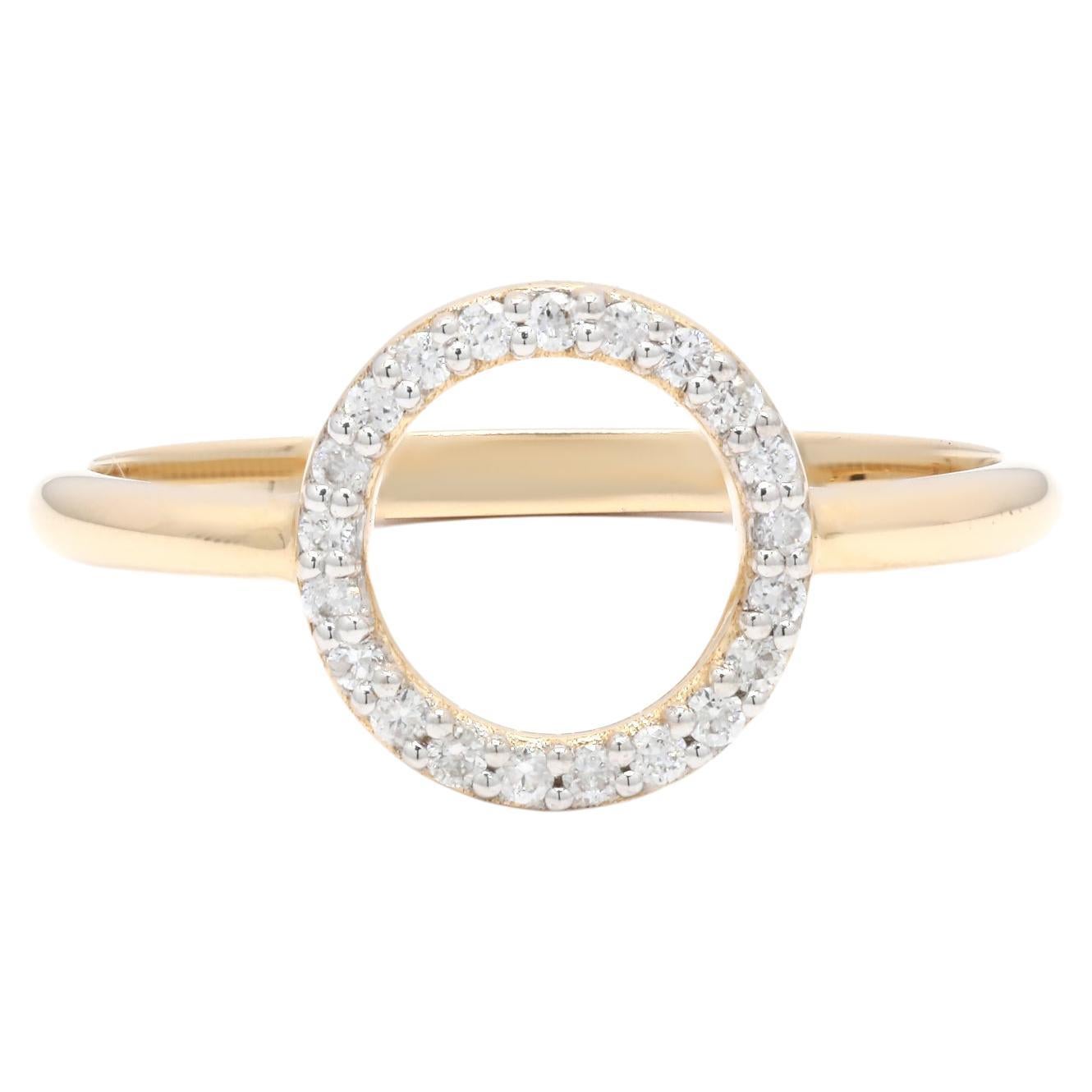For Sale:  14K Yellow Gold Hollow Circle Diamond Karma Ring