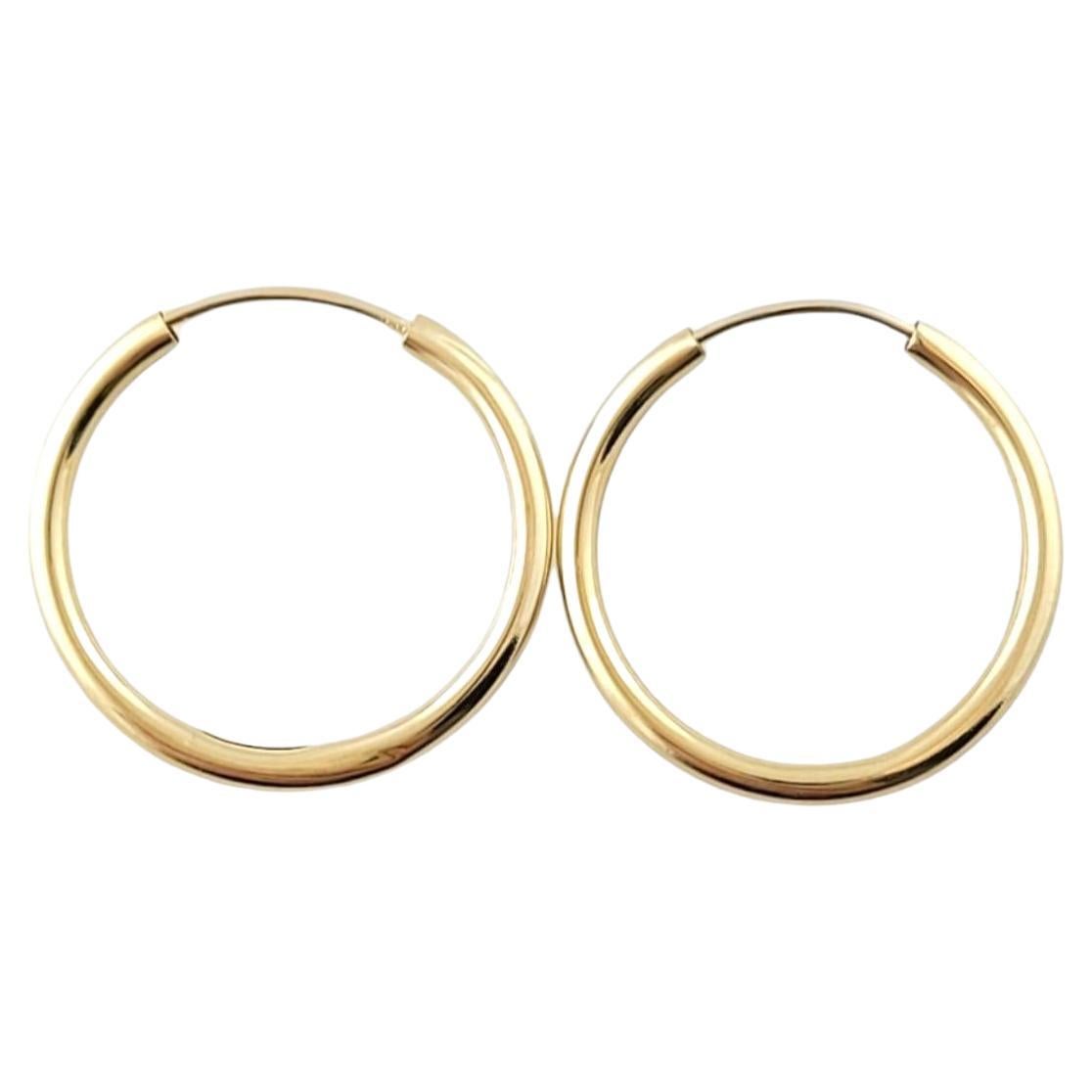 14K Yellow Gold Circle Hoop Earrings #16863 For Sale