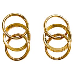 14k Yellow Gold Circle Layered Post Earrings