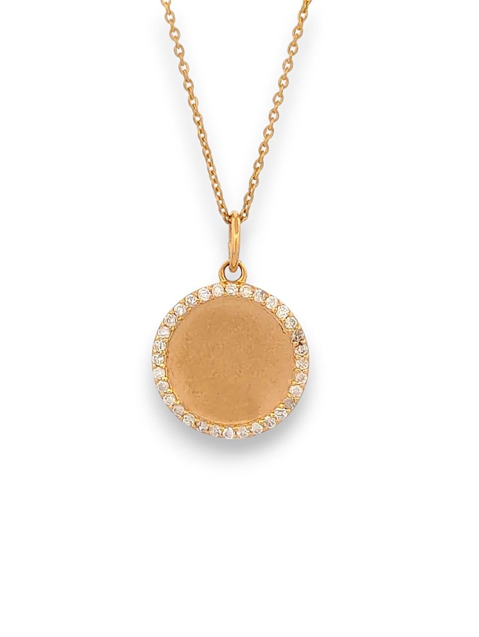 Donna Amelia  Collana con ciondolo a forma di cerchio in oro giallo 14K  .25 CTW Diamanti naturali in vendita