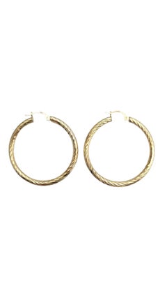 14K Yellow Gold Circle Twisted Hoop Earrings #21660