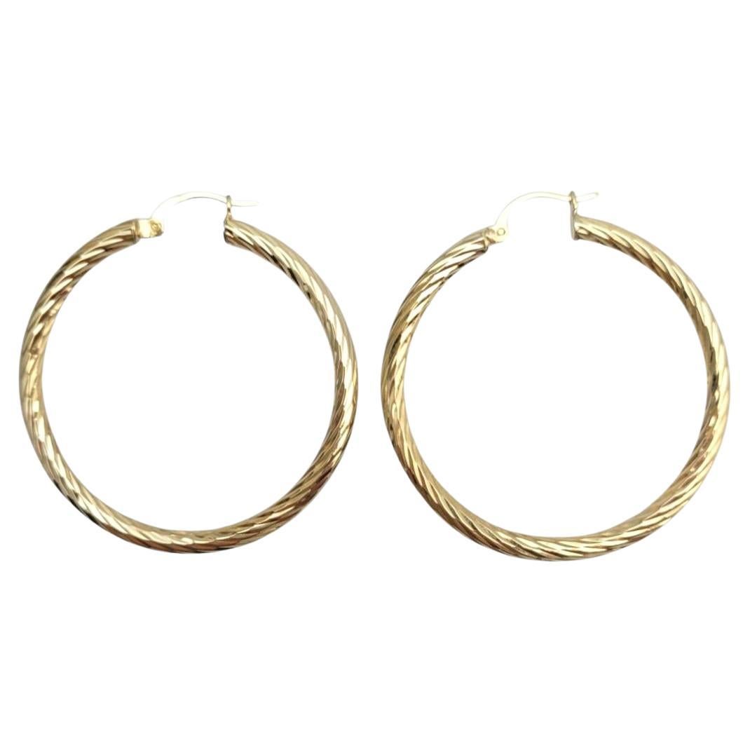 14K Yellow Gold Circle Twisted Hoop Earrings #21660
