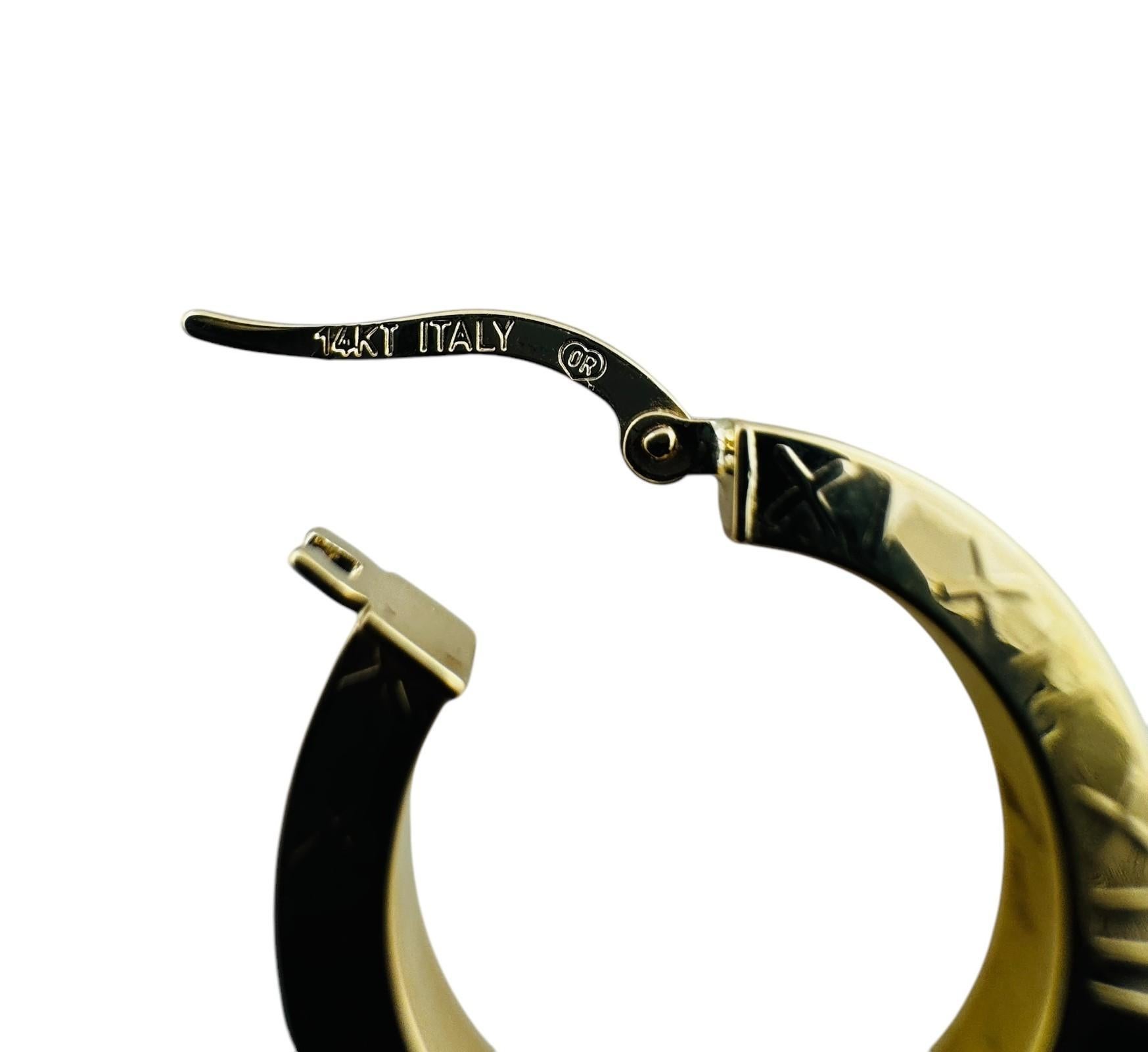 14K Yellow Gold Circular Hoop Earrings with Roman Numeral Design #20691 For Sale 2