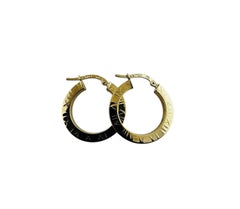 Pendientes de aro circular de oro amarillo de 14 quilates con diseño de números romanos #20691