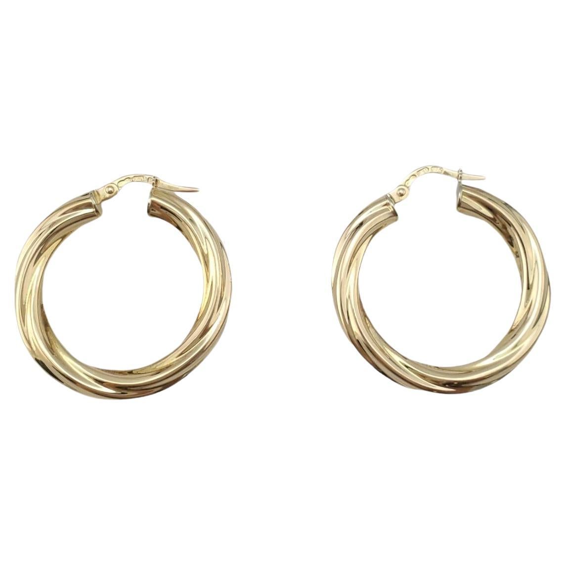 14K Yellow Gold Circular Twisted Hoop Earrings #17307 For Sale