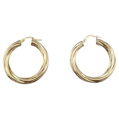 14K Yellow Gold Circular Twisted Hoop Earrings #17307