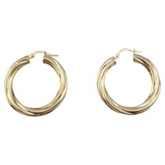 14K Yellow Gold Circular Twisted Hoop Earrings #24294