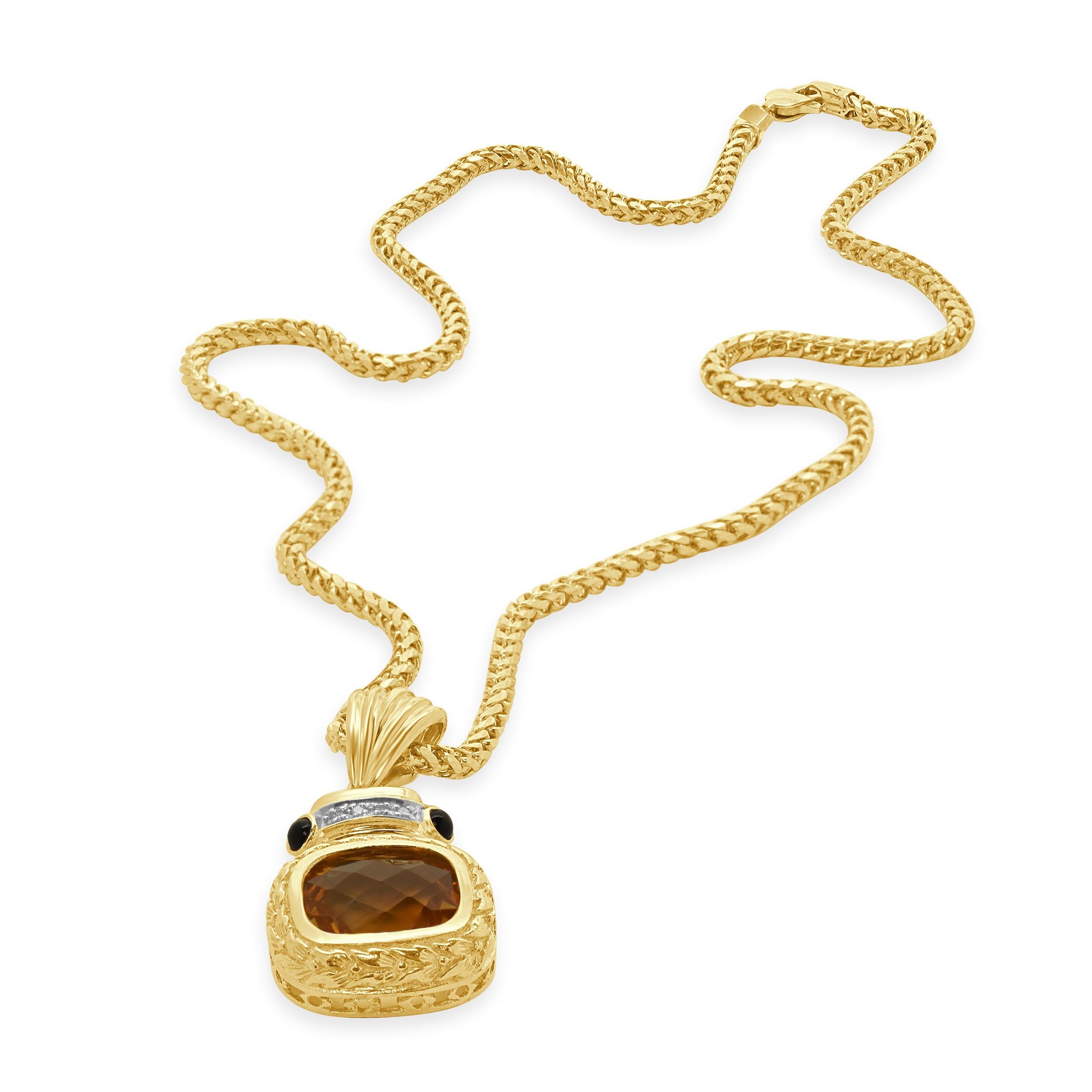 Taille coussin Pendentif en or jaune 14 carats, améthyste et diamants