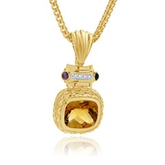 Colgante de oro amarillo de 14 quilates con citrino, amatista y realce de diamantes