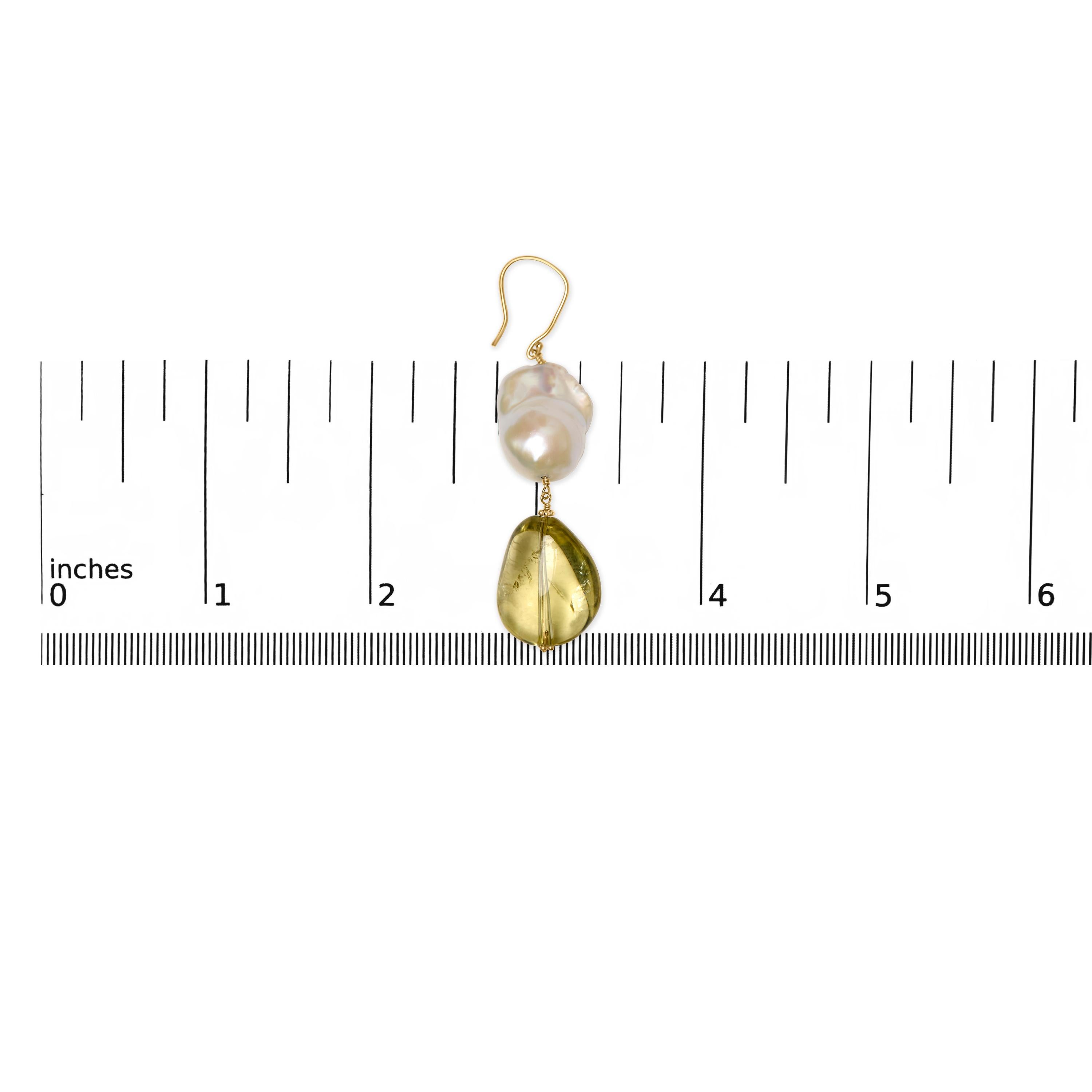 Orecchini a goccia e penzoloni in oro giallo 14K con citrino e perle barocche In condizioni Nuovo in vendita a New York, NY