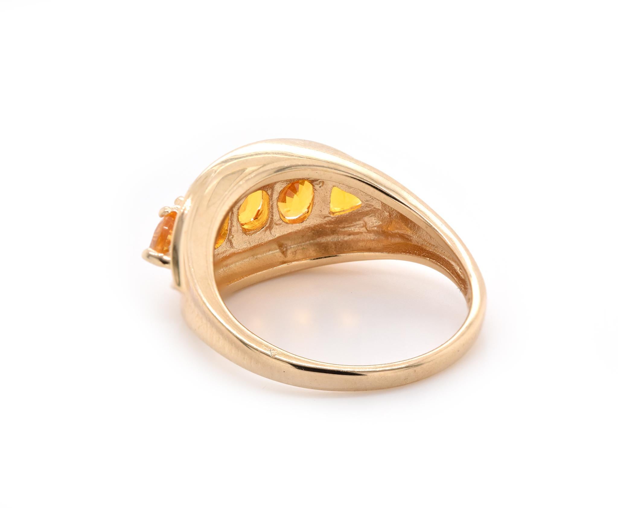 Ring aus 14 Karat Gelbgold mit Citrin und Granat für Damen oder Herren im Angebot