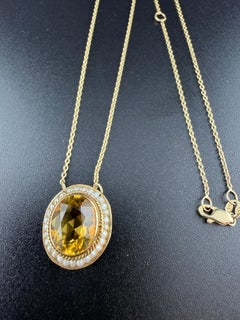 14k Yellow Gold Citrine and Seed Pearl Necklace