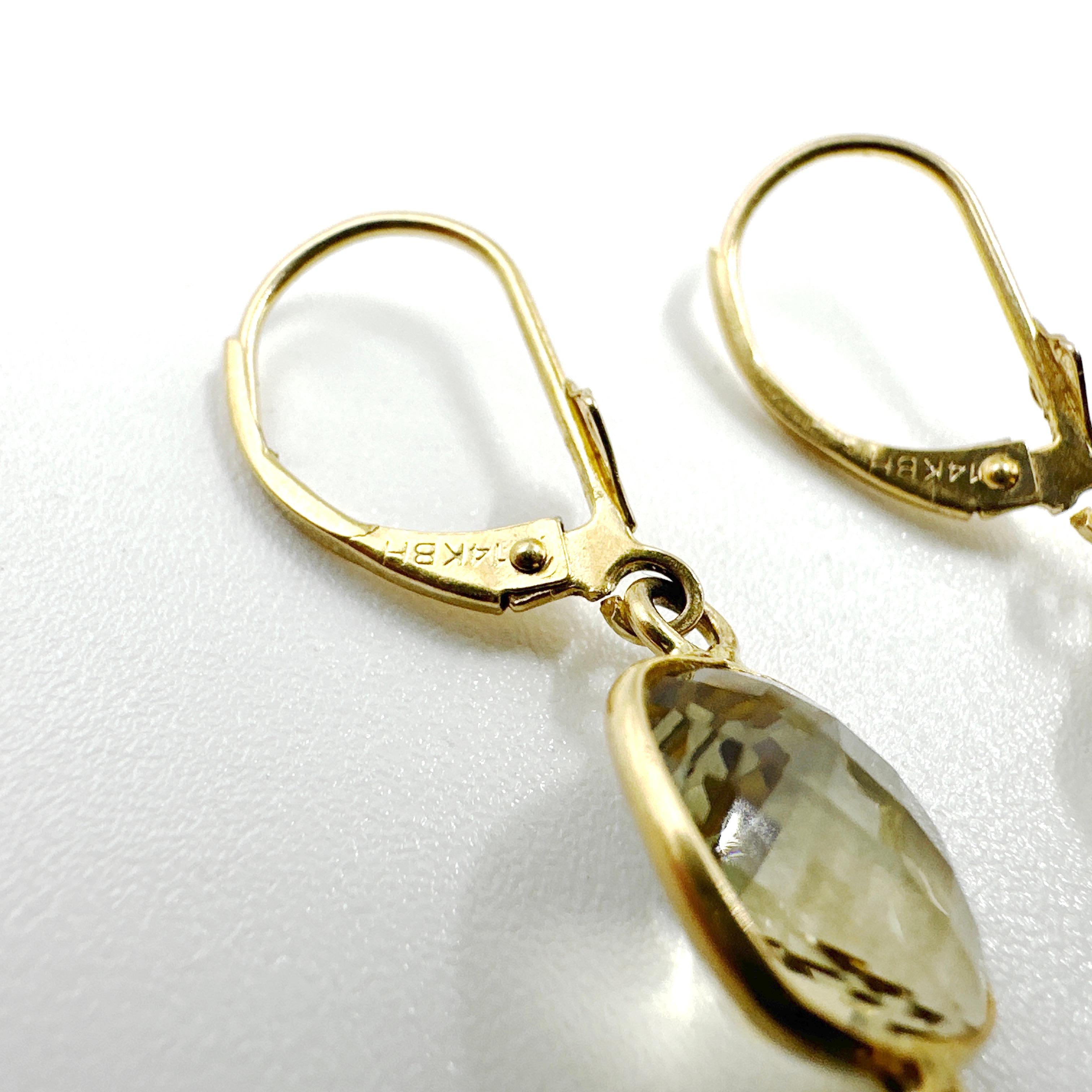 Ohrringe aus 14 Karat Gelbgold mit Citrin, Aquamarin, Amethyst, Granat und Turmalin 1
