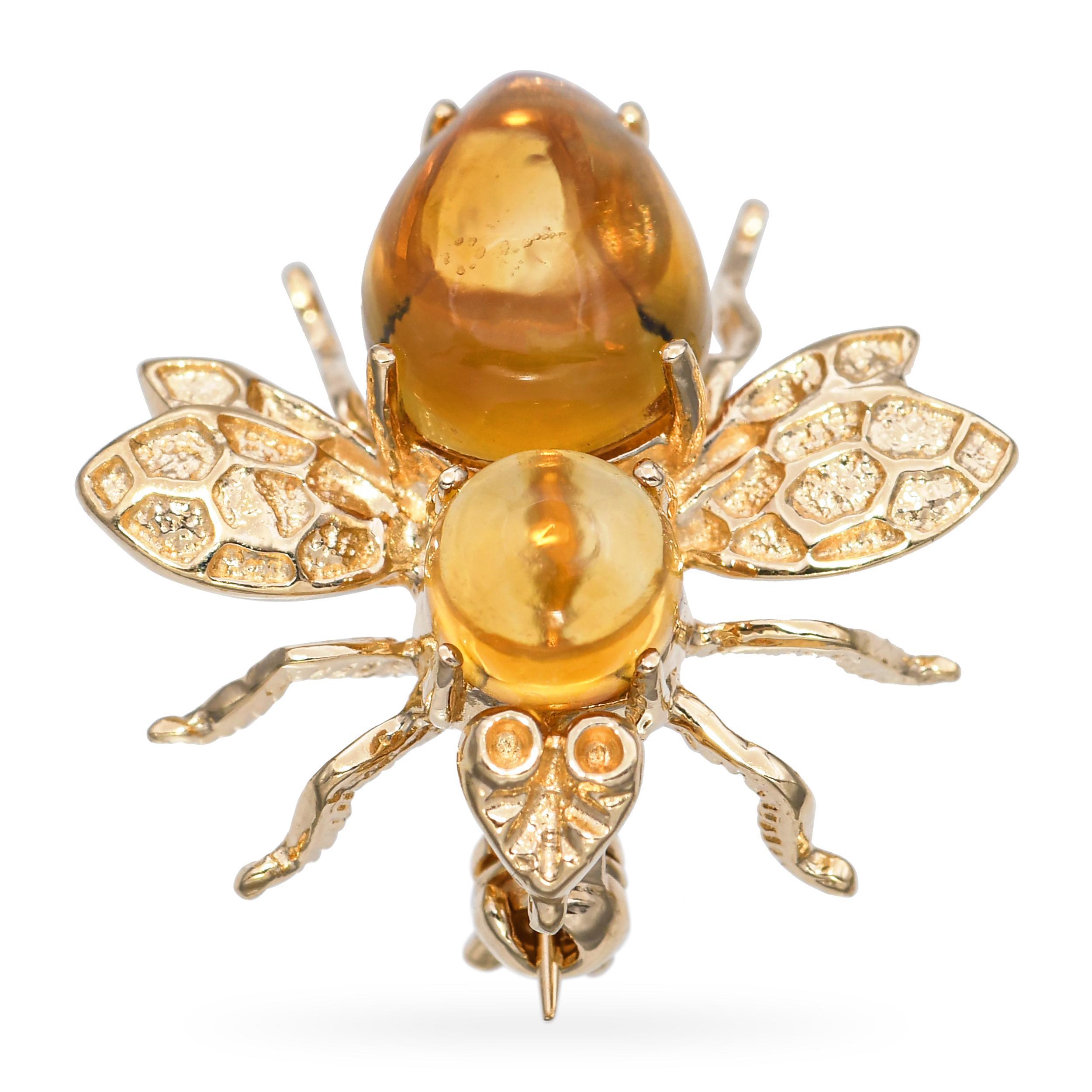 Broche Abejorro Citrino Oro Amarillo 14k en Bueno estado para la venta en New York, NY
