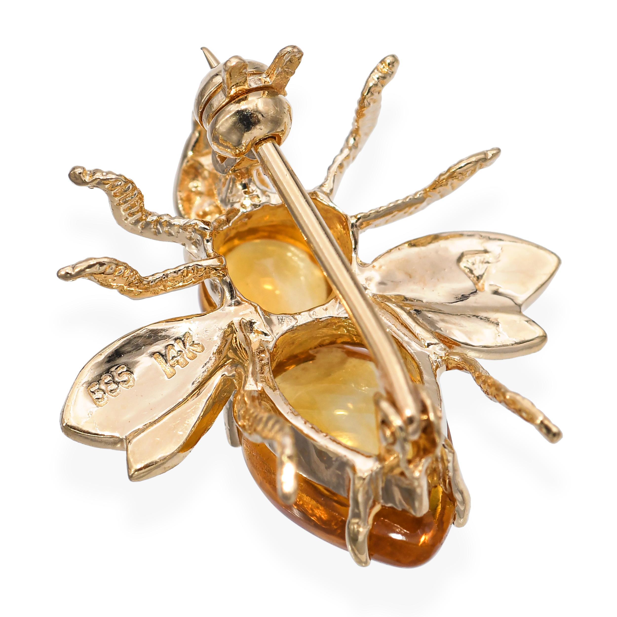 De las mujeres Broche Abejorro Citrino Oro Amarillo 14k en venta