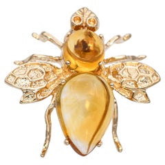 14k Yellow Gold Citrine Bumblebee Brooch