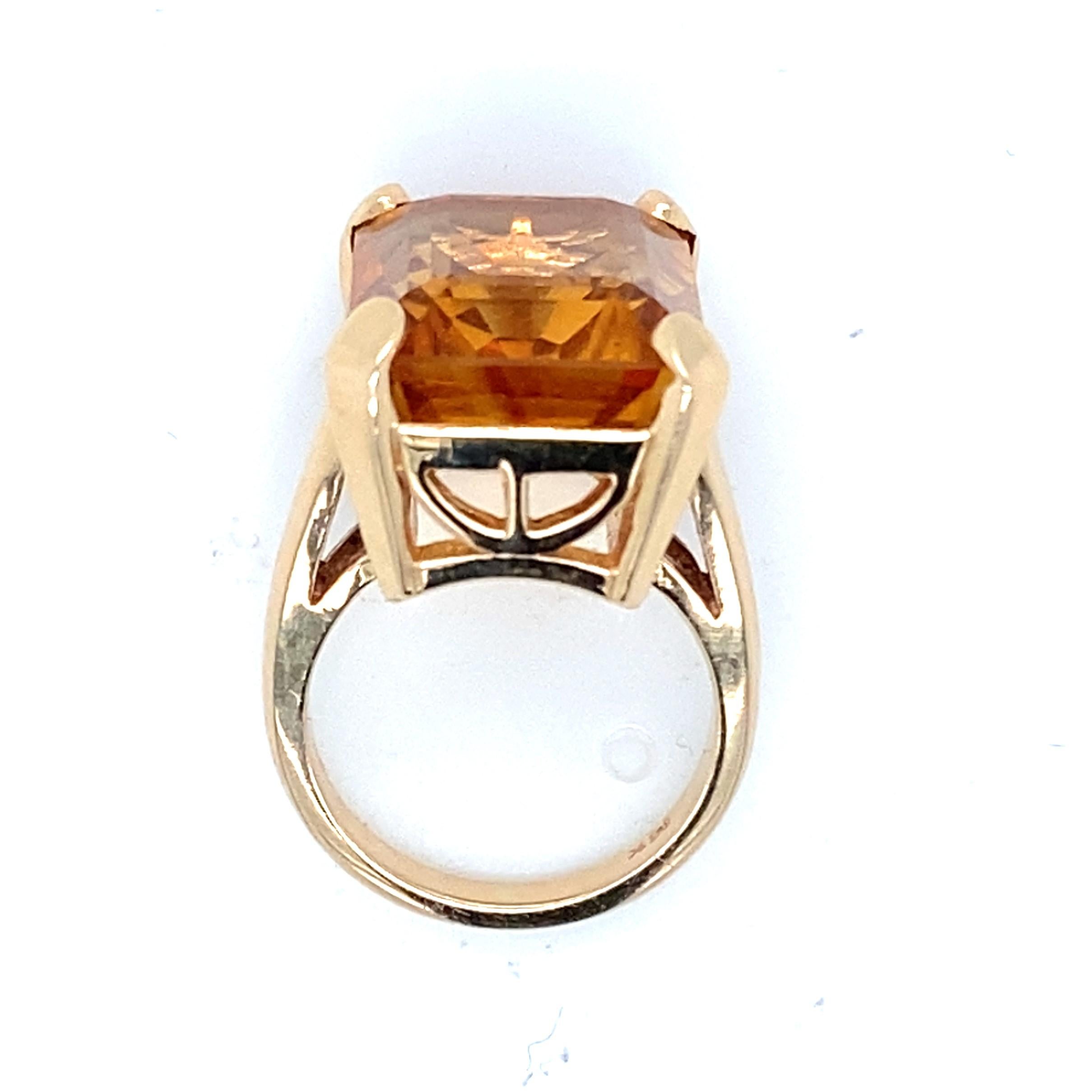 Women's or Men's 14k Yellow Gold Citrine Cocktail Ring