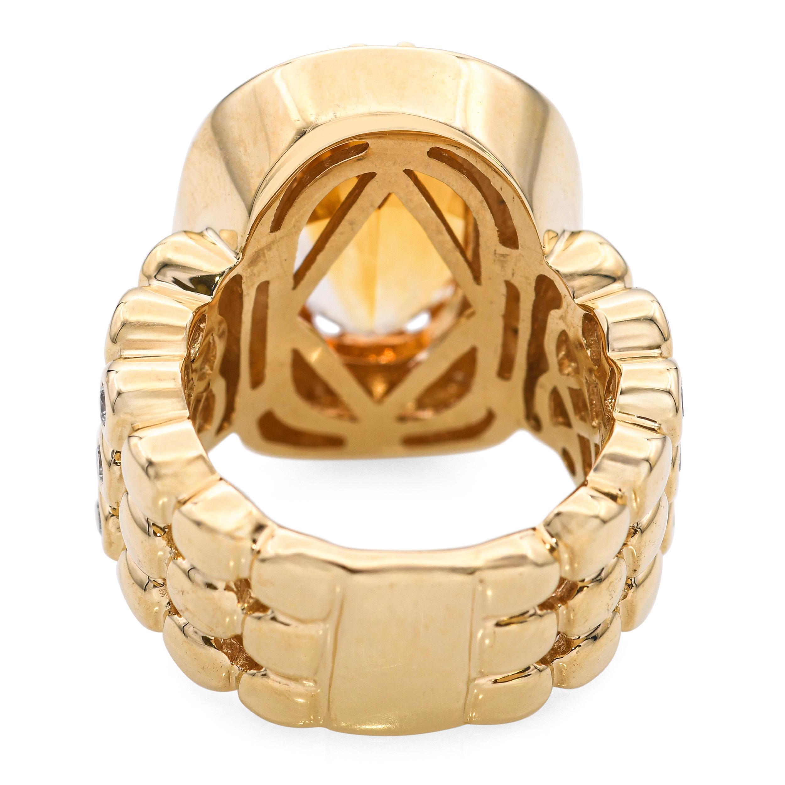 Bague cocktail en or jaune 14k avec citrine et diamant Pour femmes en vente