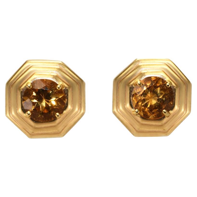 14K Yellow Gold Citrine Earrings, 12.7gr For Sale