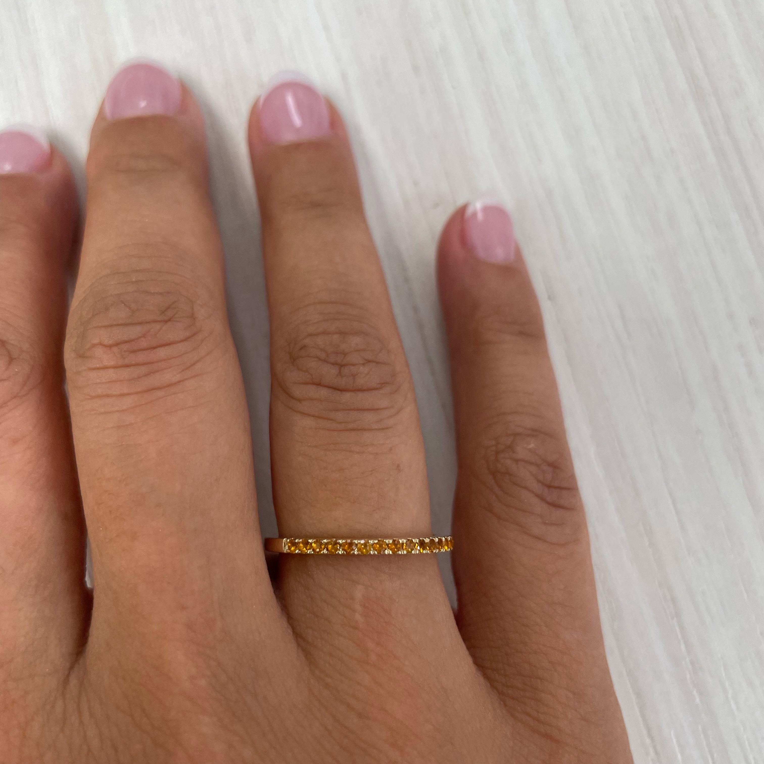 Charming Design - This stackable half-way around band is made of 14K gold and features round Citrine approximately 0.17cts, available in  white, yellow and rose gold
 Measurements for ring size: The finger Size of this sapphire ring is 6.5 and your