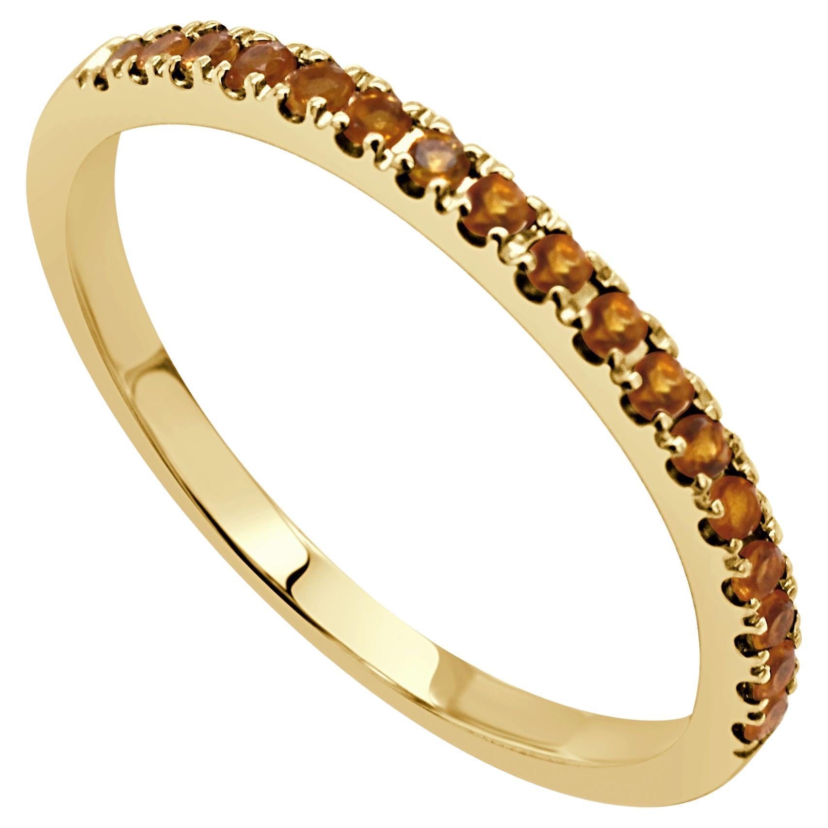 14K Yellow Gold Citrine Half-Way Around Band for Her For Sale