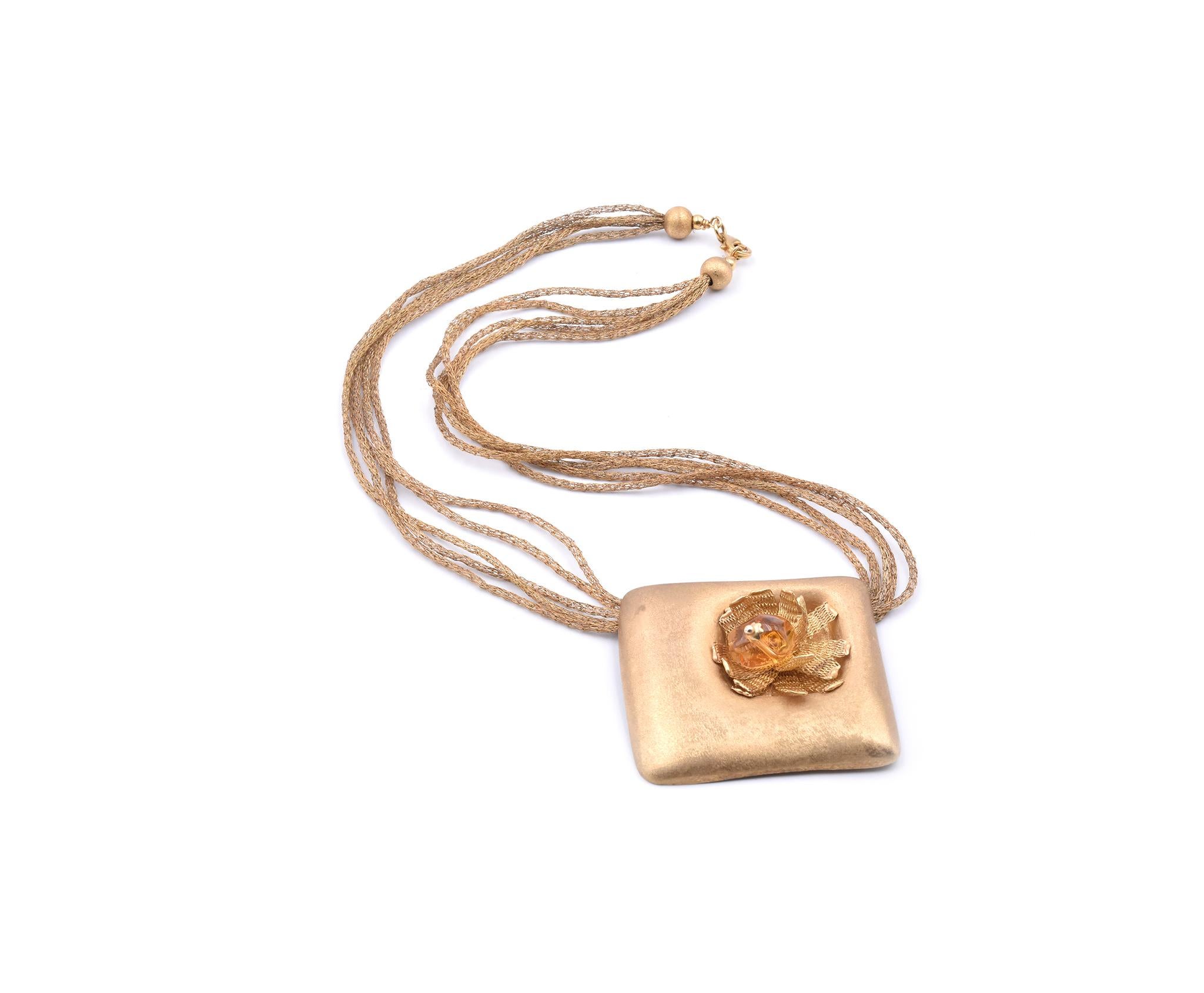 14 Karat Yellow Gold Citrine Necklace In Excellent Condition In Scottsdale, AZ