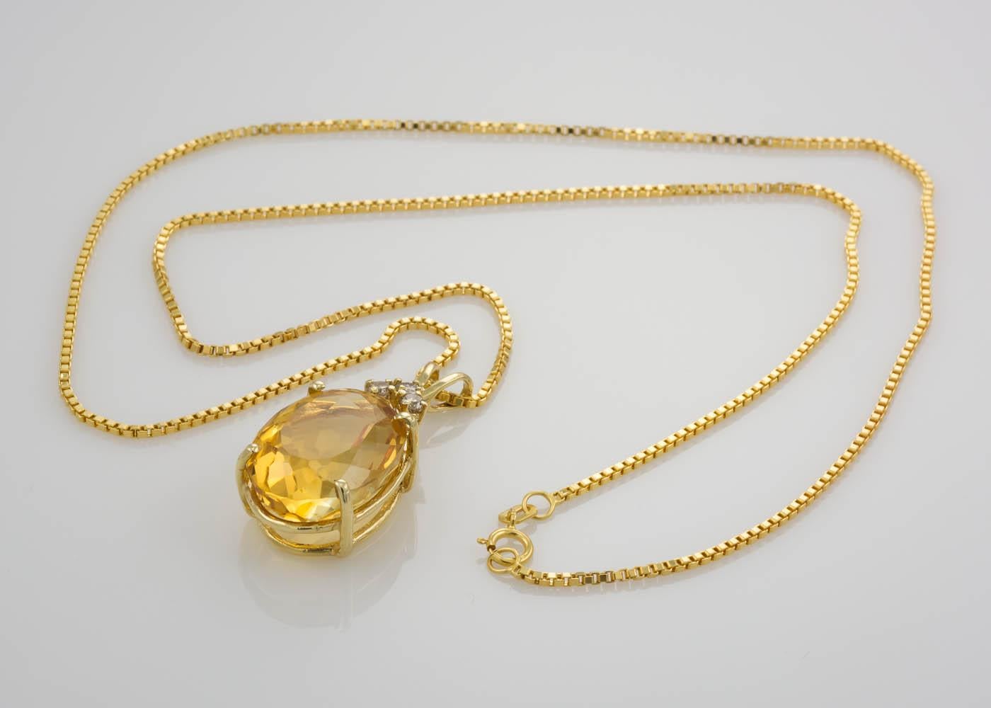 Collier en or jaune 14 carats, quartz, citrine et diamants Excellent état - En vente à Laguna Beach, CA