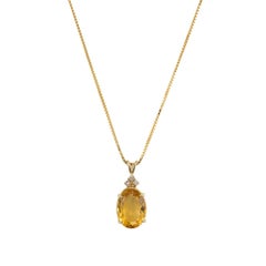 Collana in oro giallo 14K con quarzo citrino e diamanti