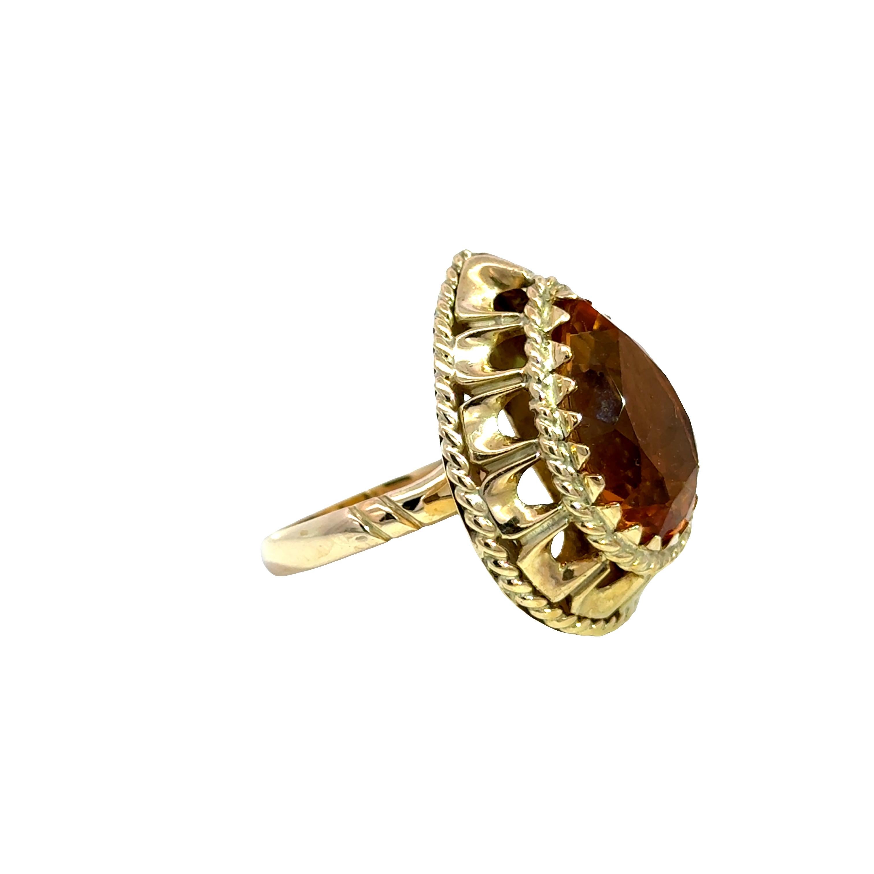 Bague en or jaune 14k avec citrine - 10.25ct en vente 4