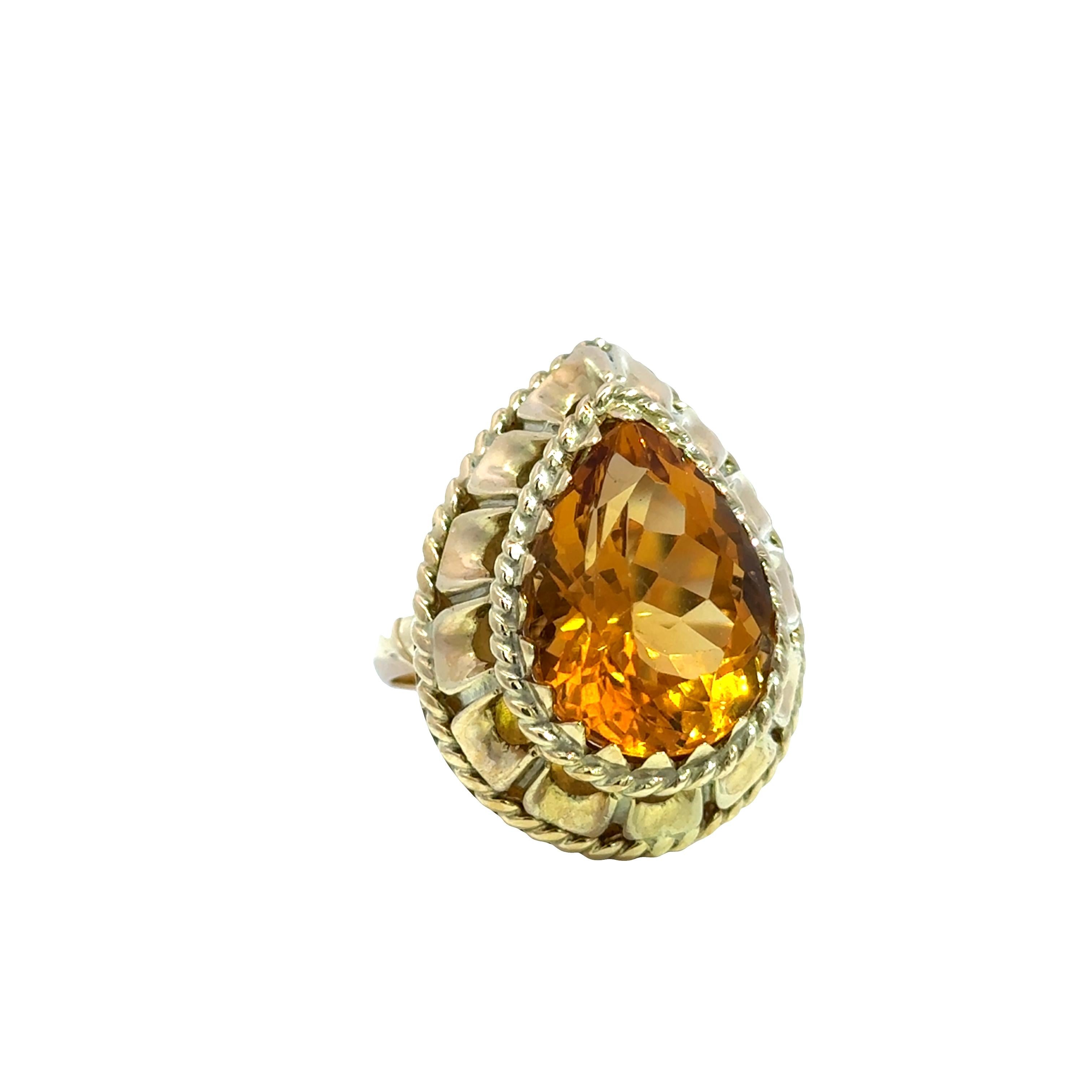 Bague en or jaune 14k avec citrine - 10.25ct Excellent état - En vente à Los Angeles, CA