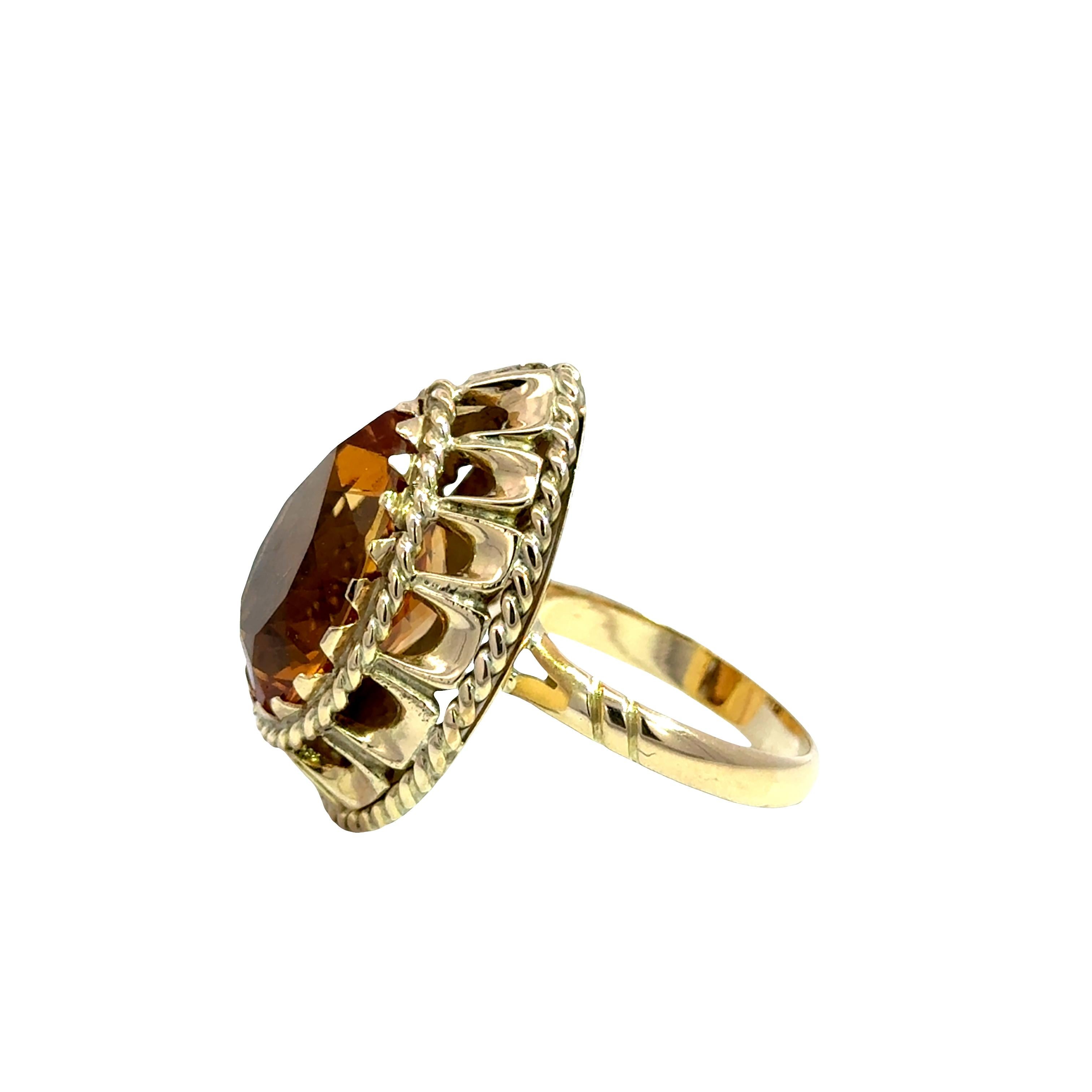 Bague en or jaune 14k avec citrine - 10.25ct en vente 2