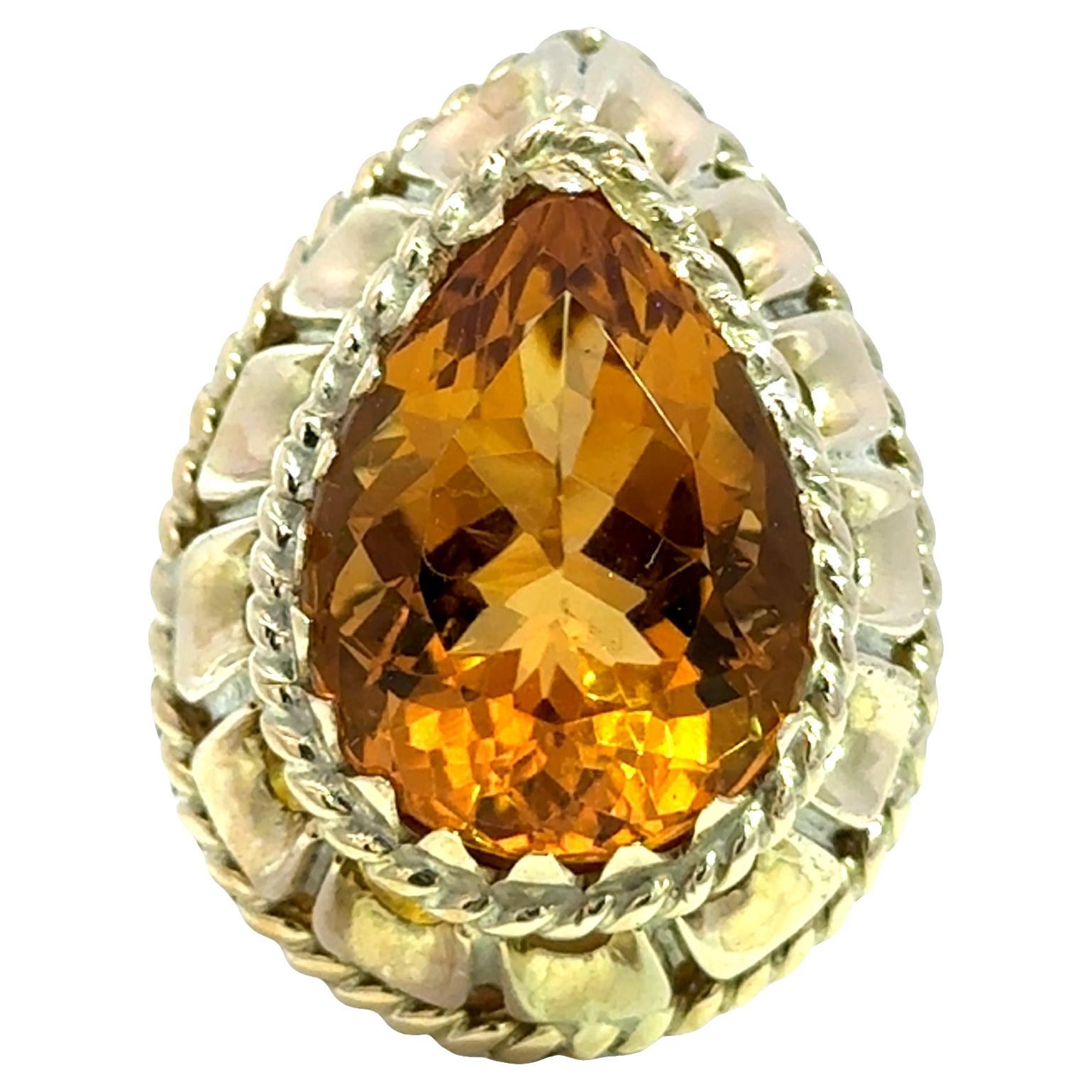 Bague en or jaune 14k avec citrine - 10.25ct