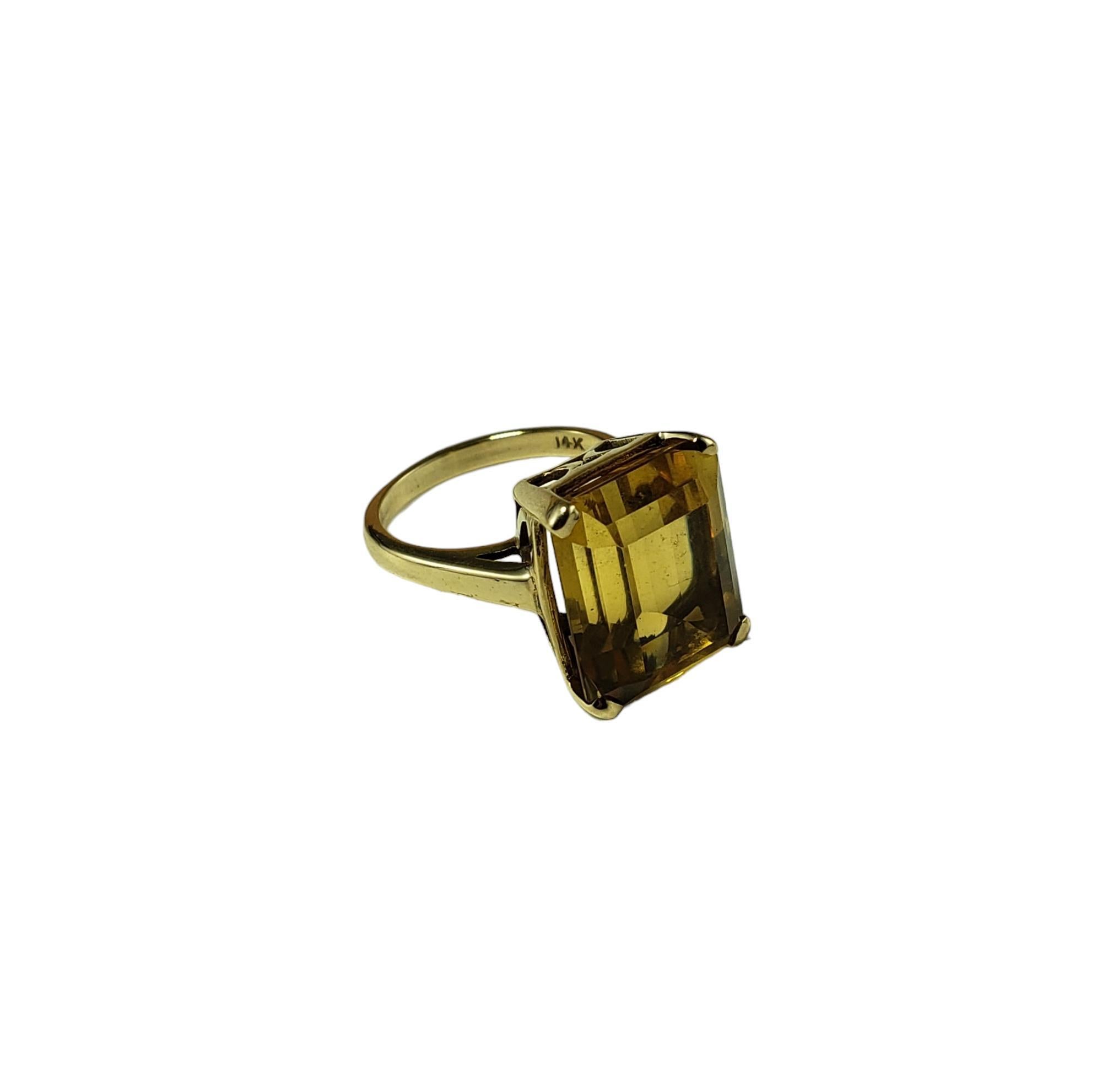 Emerald Cut 14K Yellow Gold Citrine Ring Size 5.5 #16329 For Sale