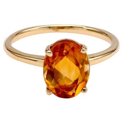 14k Yellow Gold Citrine Solitaire Ring