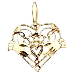 14K Yellow Gold Claddagh Heart Pendant #25376