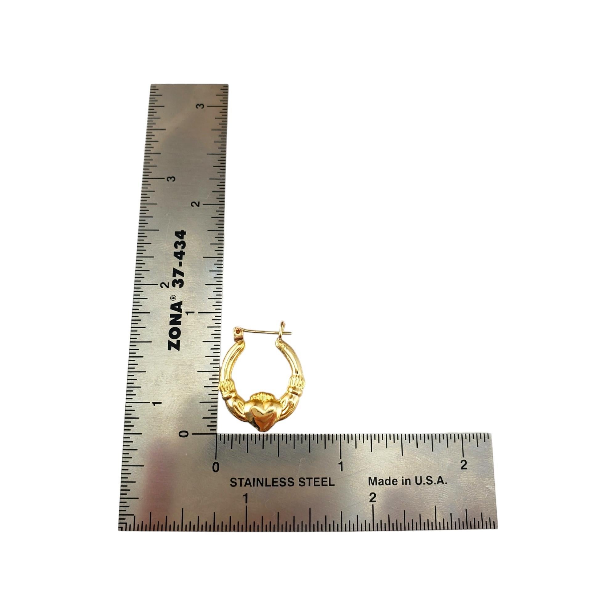 14K Yellow Gold Claddagh Hoop Earrings #17960 1