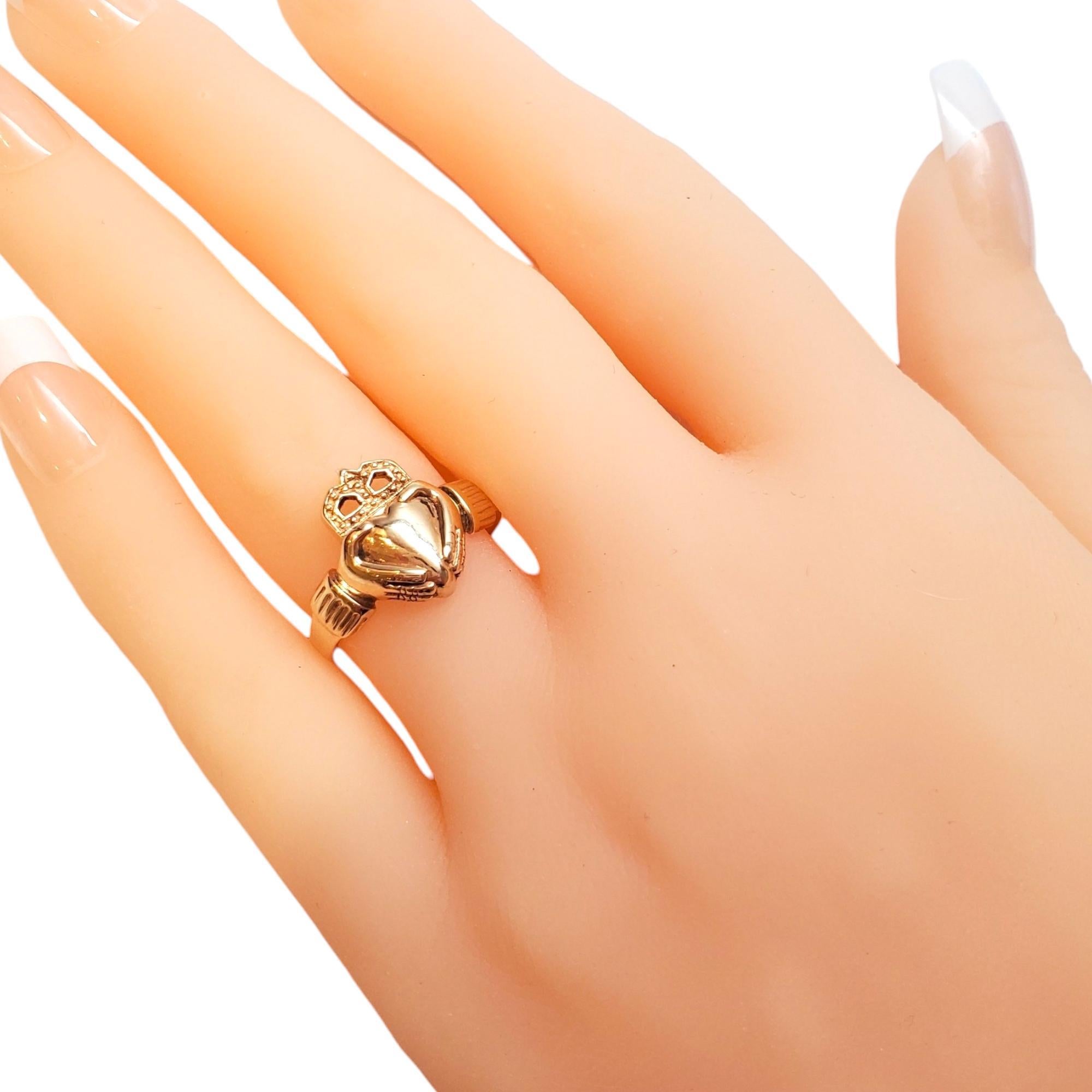 14K Yellow Gold Claddagh Ring Size 7.5 #17524 4